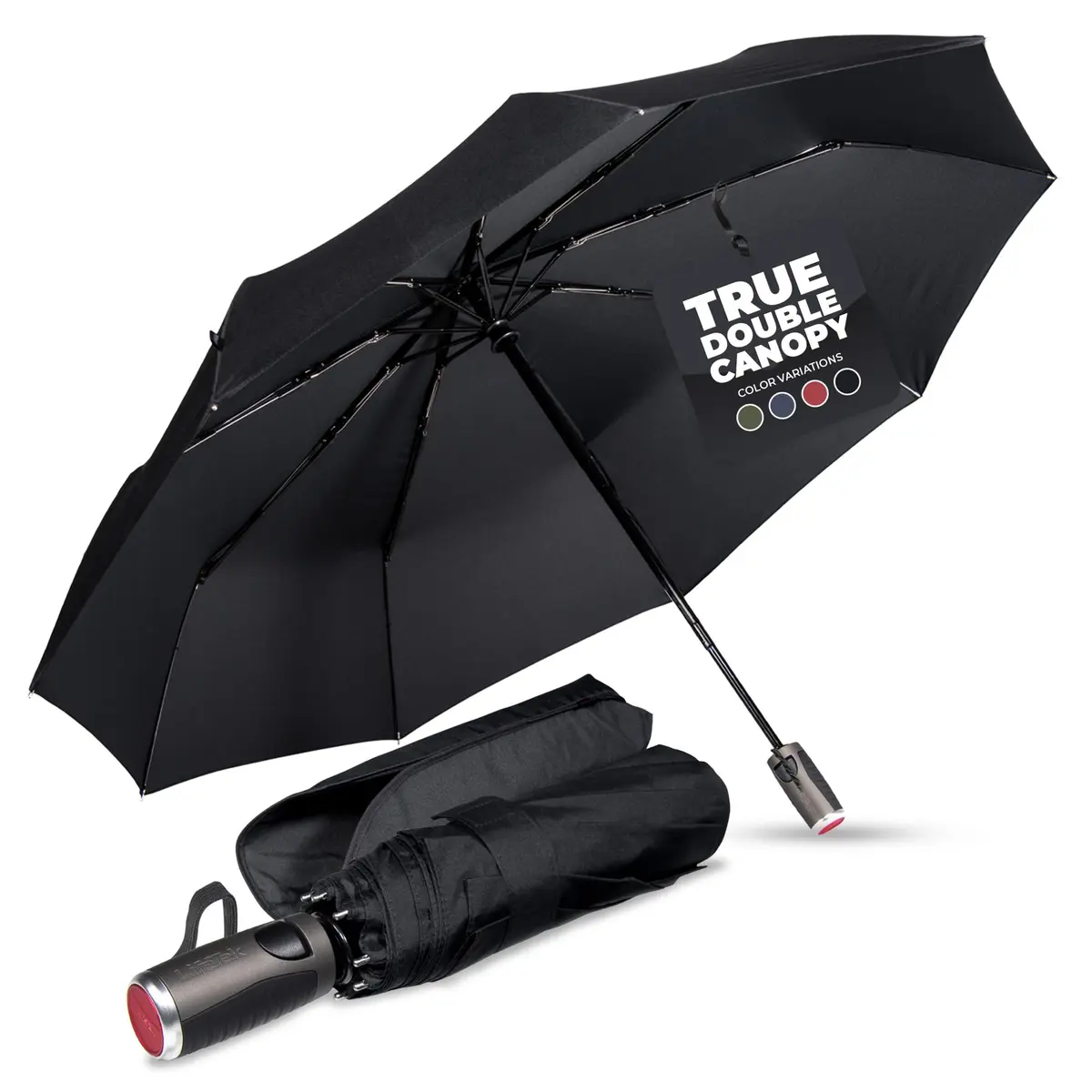 LifeTek Traveler 45 FX2 Windproof Travel Umbrella | Automatic Open Compact UV Protection (70-120 chars) - main product image