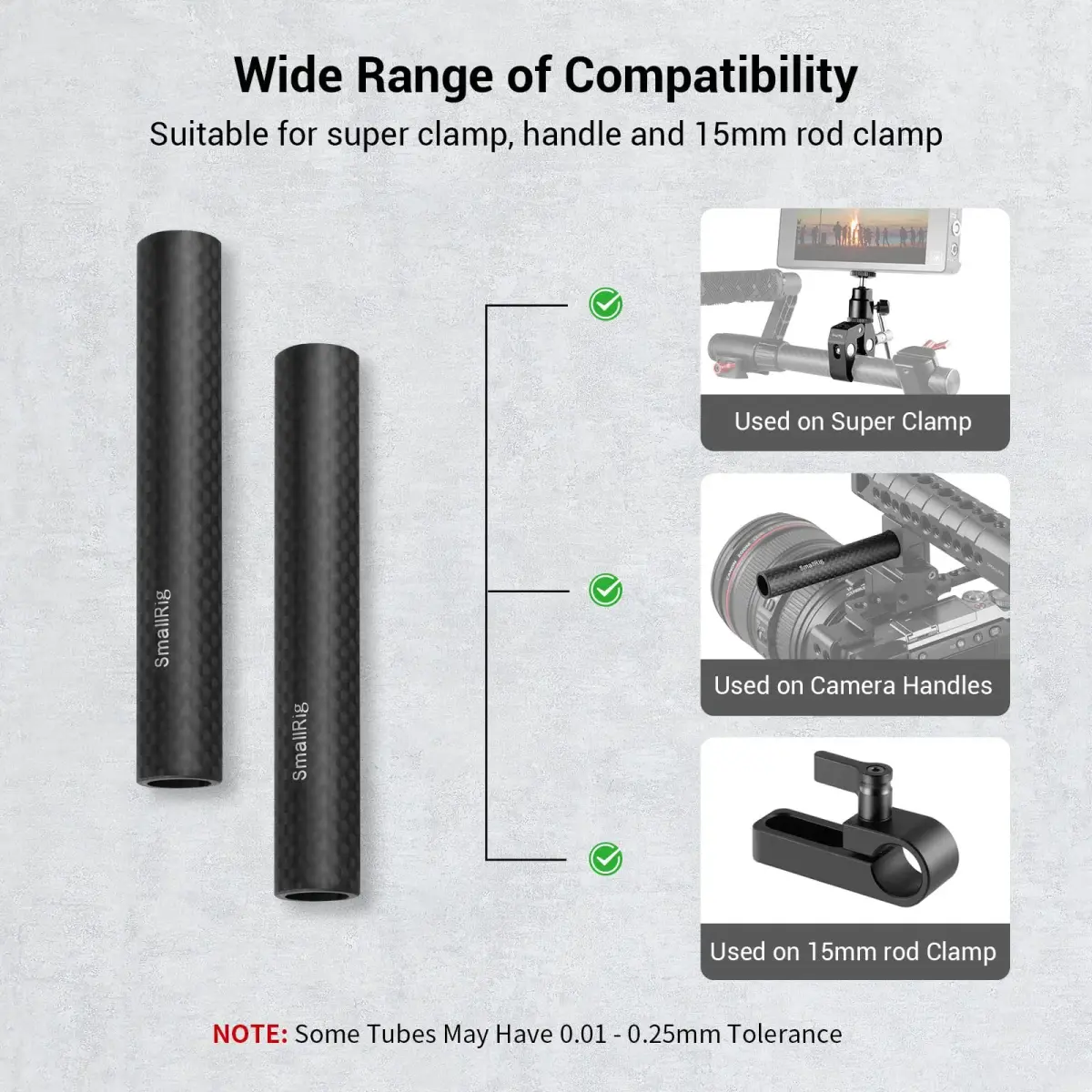 SMALLRIG 15mm Carbon Fiber Camera Rods 10cm (4") 2-Pack | Lightweight & Rigid Support for Camera Rigs - view 5