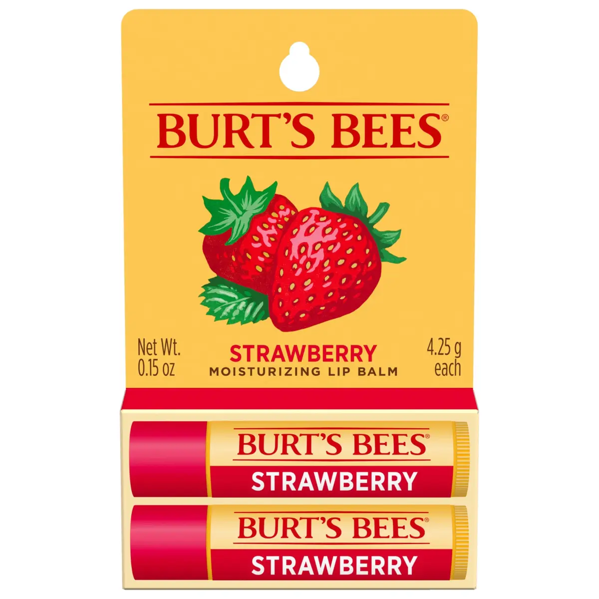 Burt's Bees Strawberry Tint-Free Lip Balm 2 Count | Natural Conditioning Lip Treatment - main product image