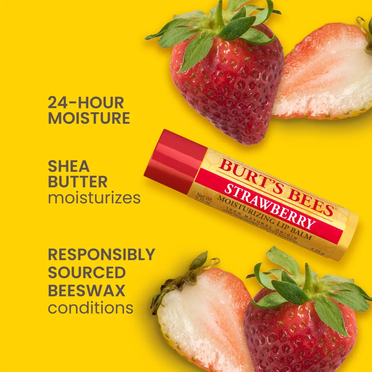 Burt's Bees Strawberry Tint-Free Lip Balm 2 Count | Natural Conditioning Lip Treatment - view 2