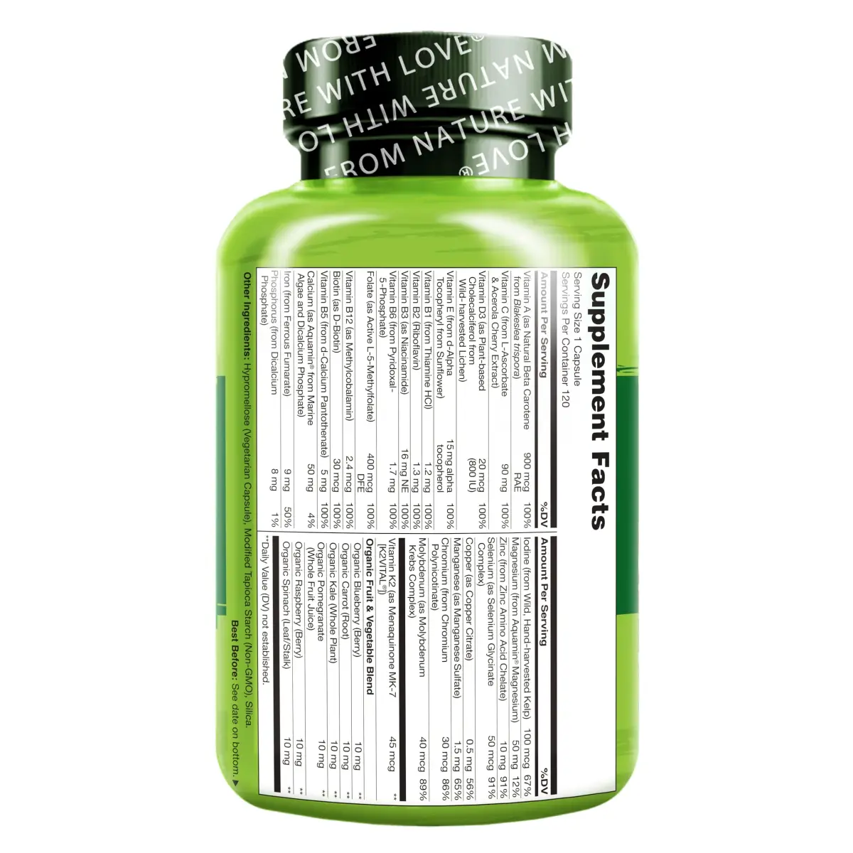 NATURELO One Daily Multivitamin for Women 120 Count | Plant-Based, Vegan, Non-GMO - view 7
