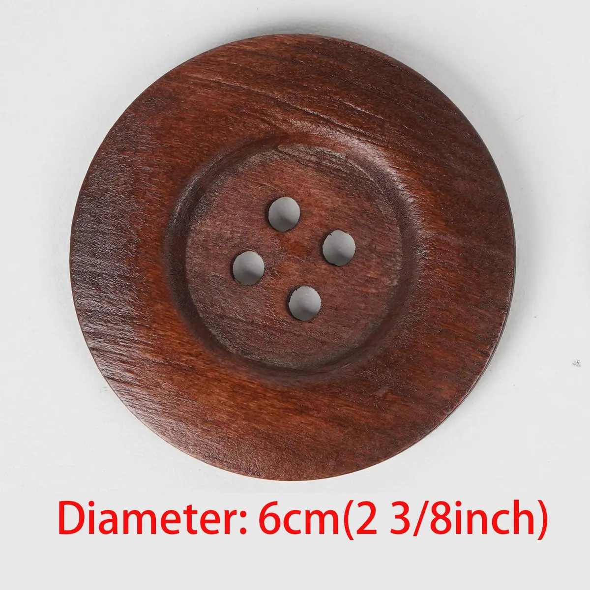Chenkou Craft Large Size 60MM Round Wood Buttons 20pcs | Brown 4-Hole Sewing Buttons for Crafts - view 2