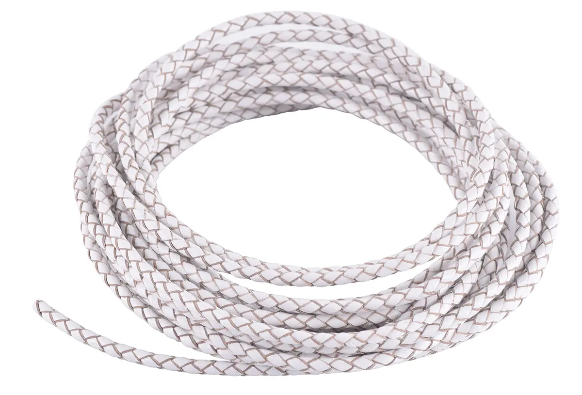 KONMAY 3mm White Braided Leather Cord 5 Yards (15 Feet) | Jewelry Making & Crafting - main product image