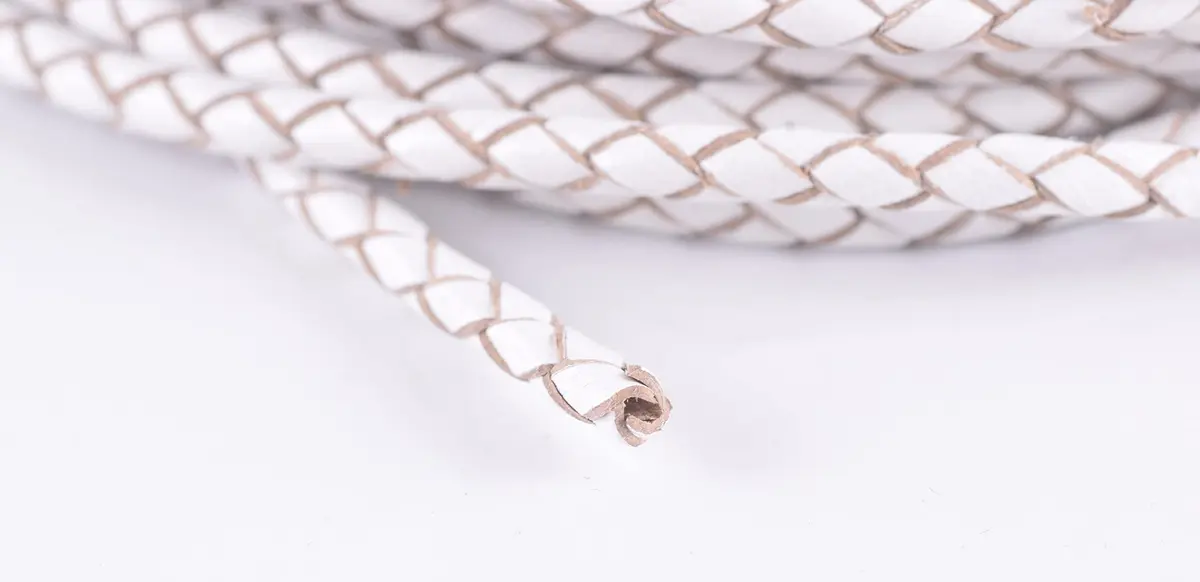 KONMAY 3mm White Braided Leather Cord 5 Yards (15 Feet) | Jewelry Making & Crafting - view 2