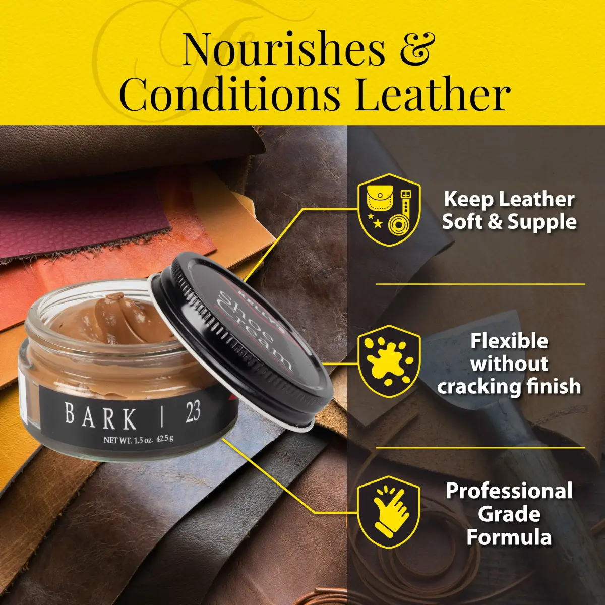 Kelly's Bark Shoe Polish 1.5 oz (44ml) | Professional Leather Shoe Cream - view 5
