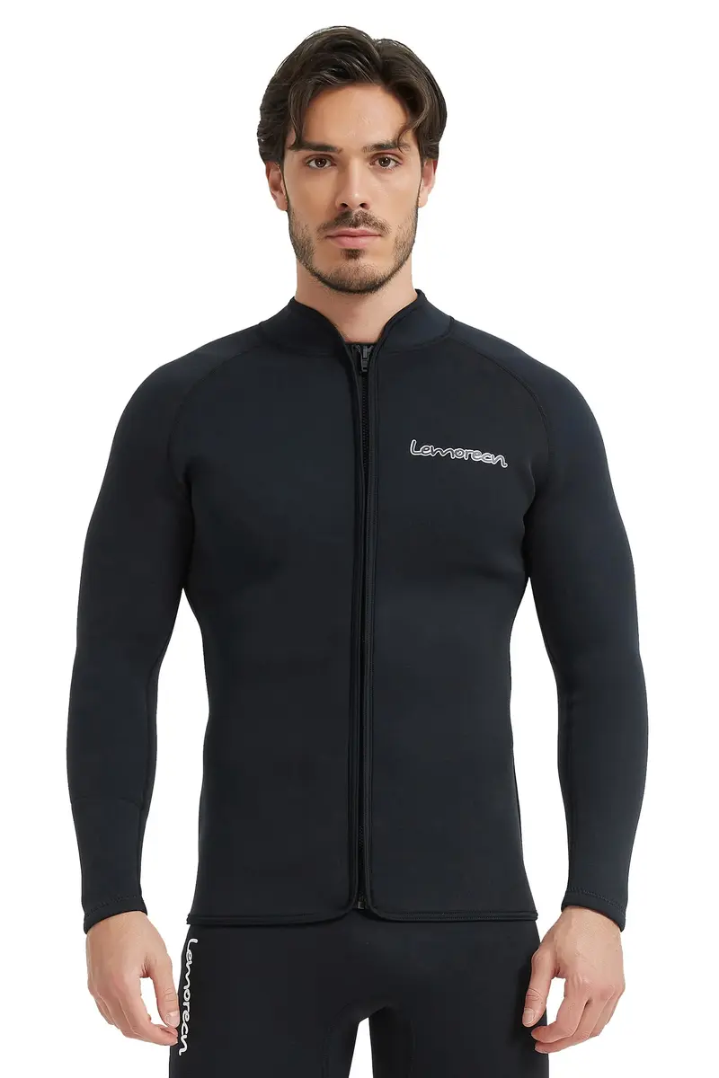 Lemorecn Men's 3mm Neoprene Wetsuit Jacket Long Sleeve with YKK Front Zipper | Thermal Layering for Water Sports - main product image