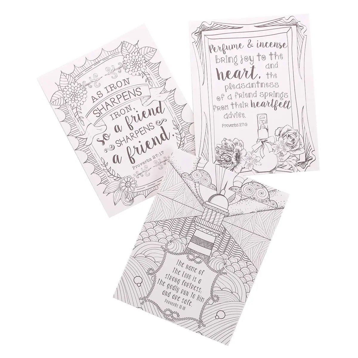 Christian Art Gifts Proverbs in Color: Cards to Color and Share | Christian Coloring Cards with Proverbs, 44 Heavy Card Stock Pages - view 2