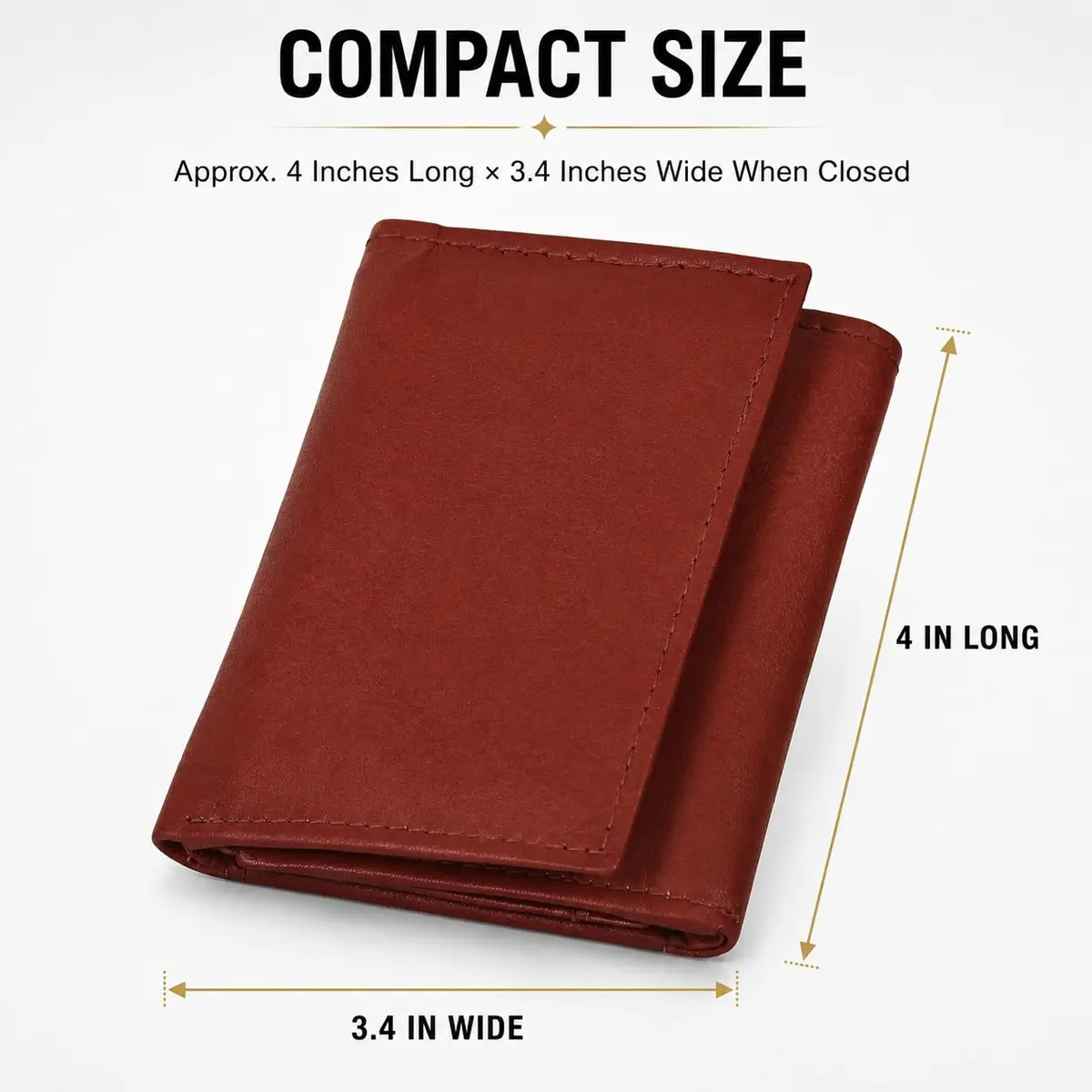 LB LEATHERBOSS Genuine Leather Trifold Wallet for Men & Women | Slim Compact Brown (10.6cm x 8.6cm x 3.5cm) - view 7