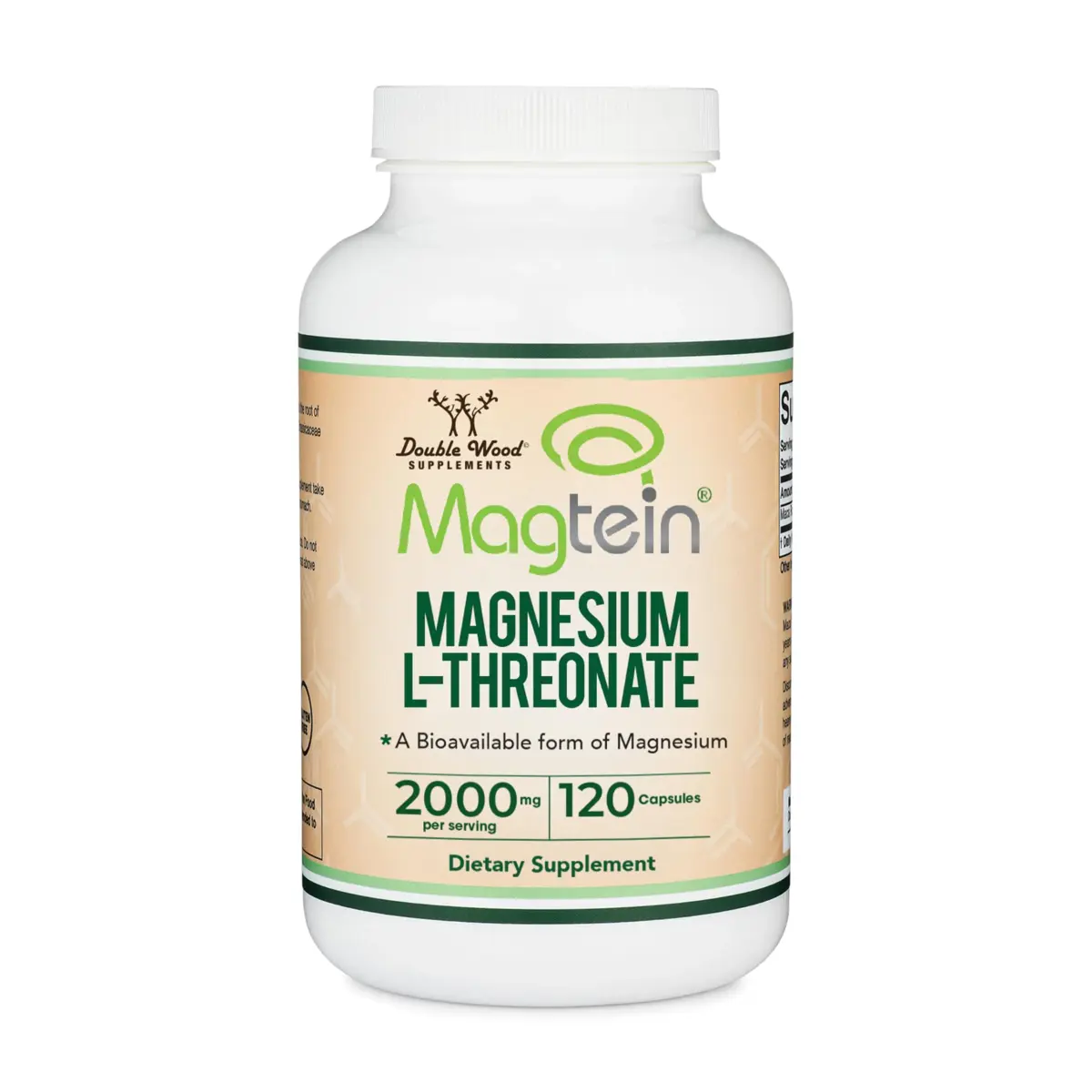 Double Wood Supplements Magnesium L-Threonate 2,000mg Capsules | 120 Count (2.8 oz / 0.1 kg) - main product image