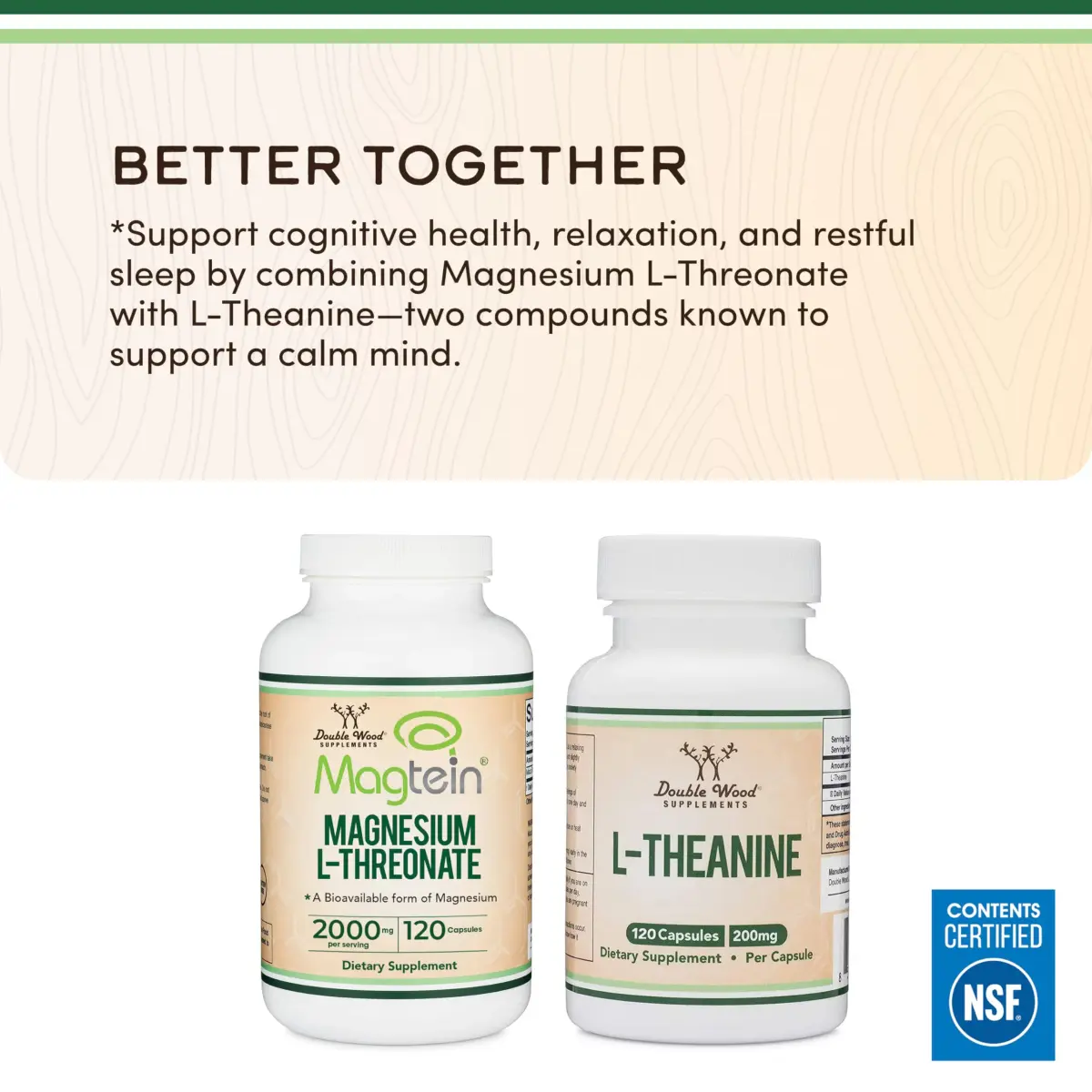 Double Wood Supplements Magnesium L-Threonate 2,000mg Capsules | 120 Count (2.8 oz / 0.1 kg) - view 7