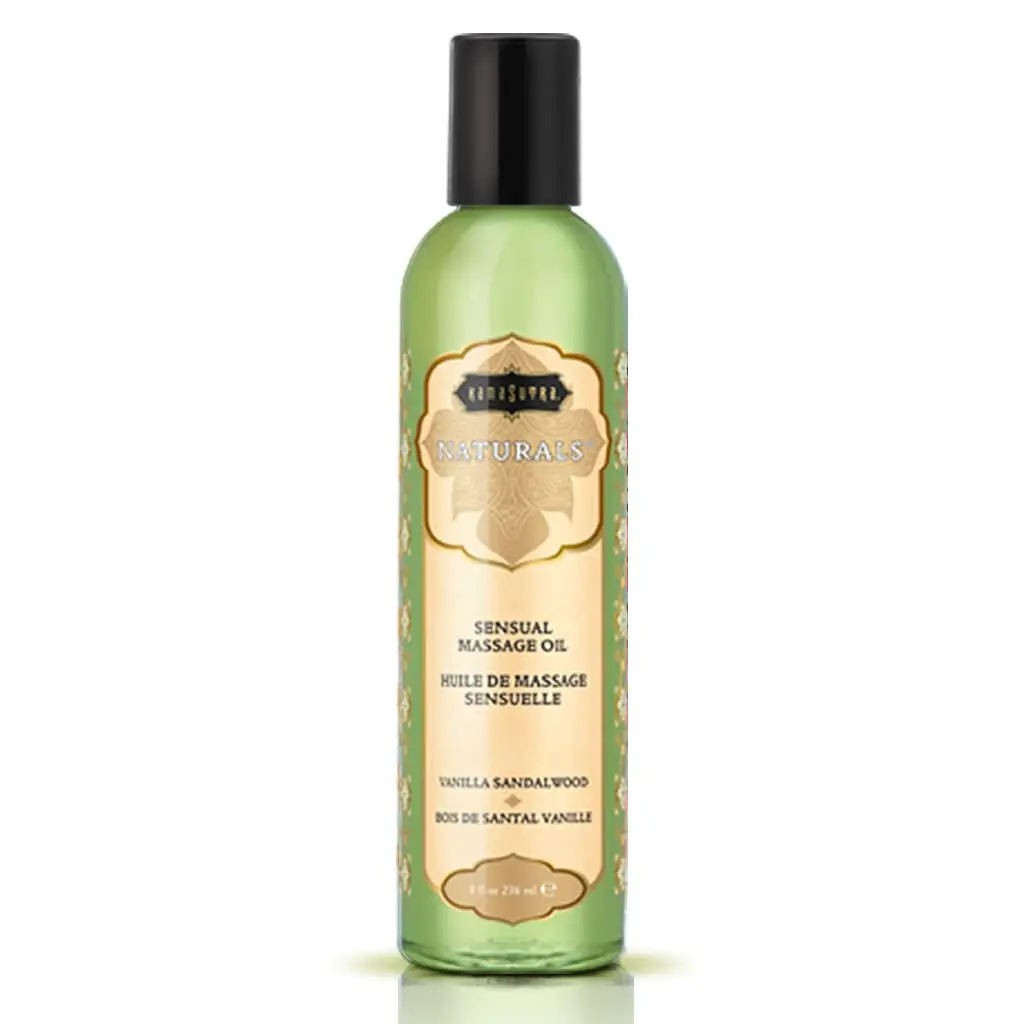 KAMA SUTRA Naturals Massage Oil Vanilla Sandalwood | Silky, Long-Lasting, 8 Fl Oz - main product image