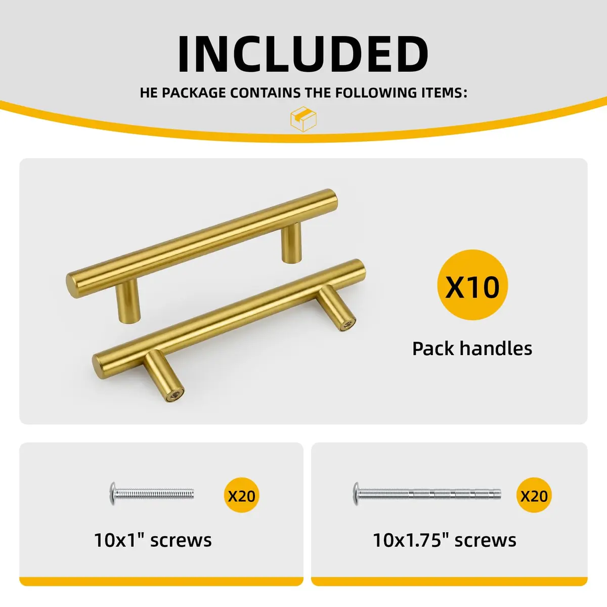 Goldenwarm 10 Pack 5-1/16" Gold Cabinet Handles Brushed Brass Stainless Steel | Durable Kitchen & Bathroom Drawer Pulls - view 8