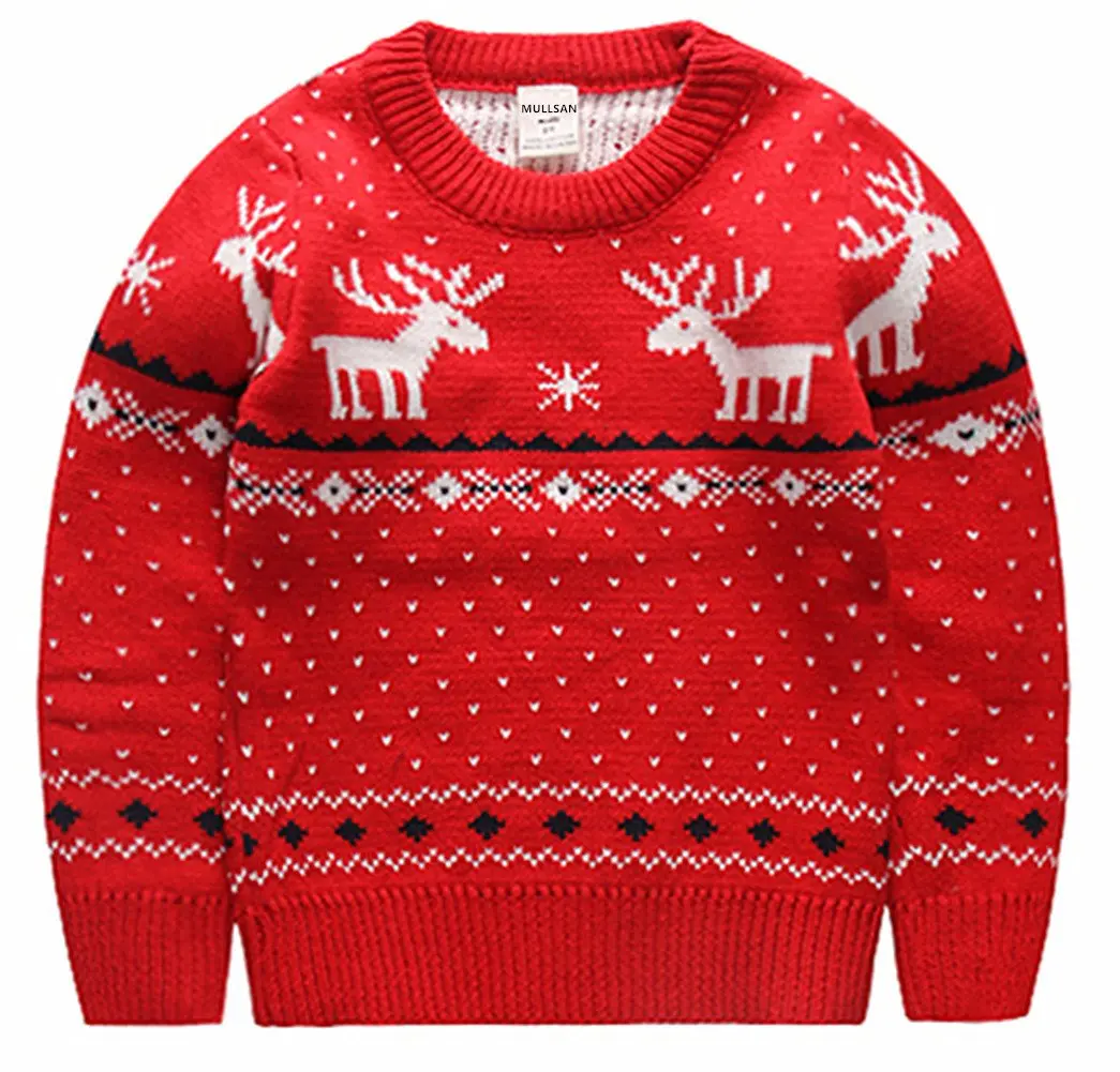 MULLSAN Children's Christmas Sweater Red 2T (2 Years) | Festive Pullover for Toddlers - main product image