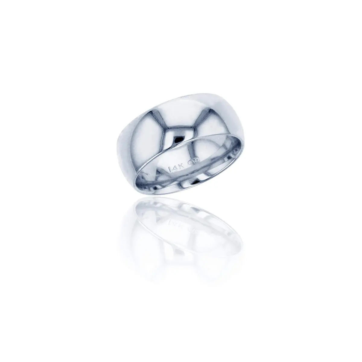 DECADENCE 10K White Gold Wedding Band 8mm | Italian Handcrafted Solid Gold Ring in Size 13.5 - main product image