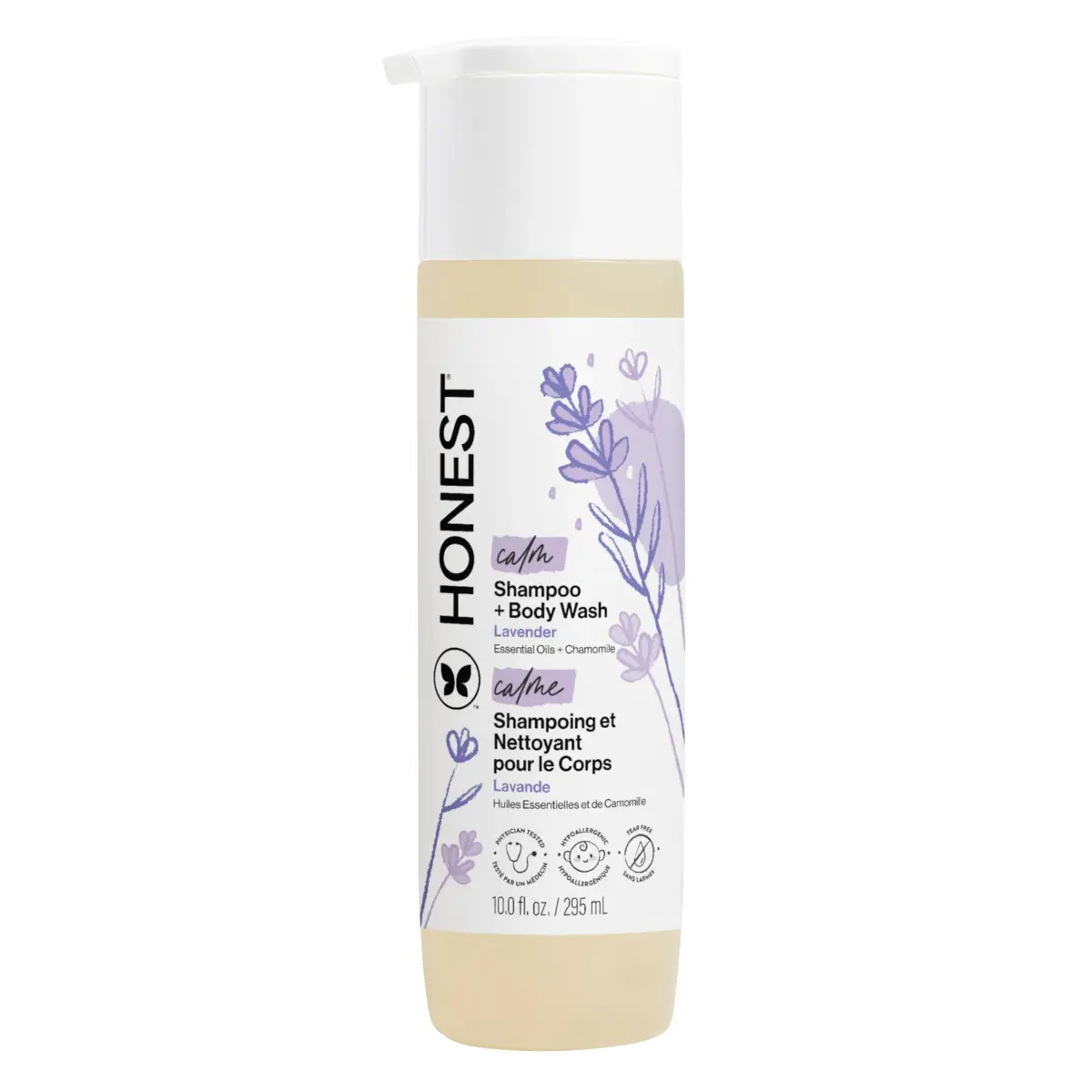 The Honest Company 2-in-1 Baby Shampoo & Body Wash Lavender Calm 295ml (10 fl oz) | Tear-Free Hypoallergenic Formula - main product image