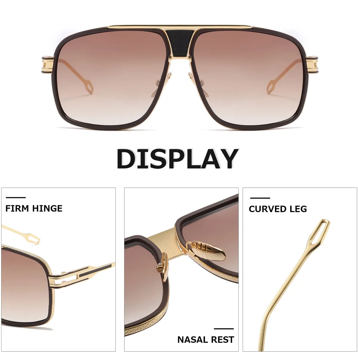 AEVOGUE Oversized Shield Sunglasses AE0336 | Retro Alloy Frame, 62mm Gradient UV Protection Lenses - view 6