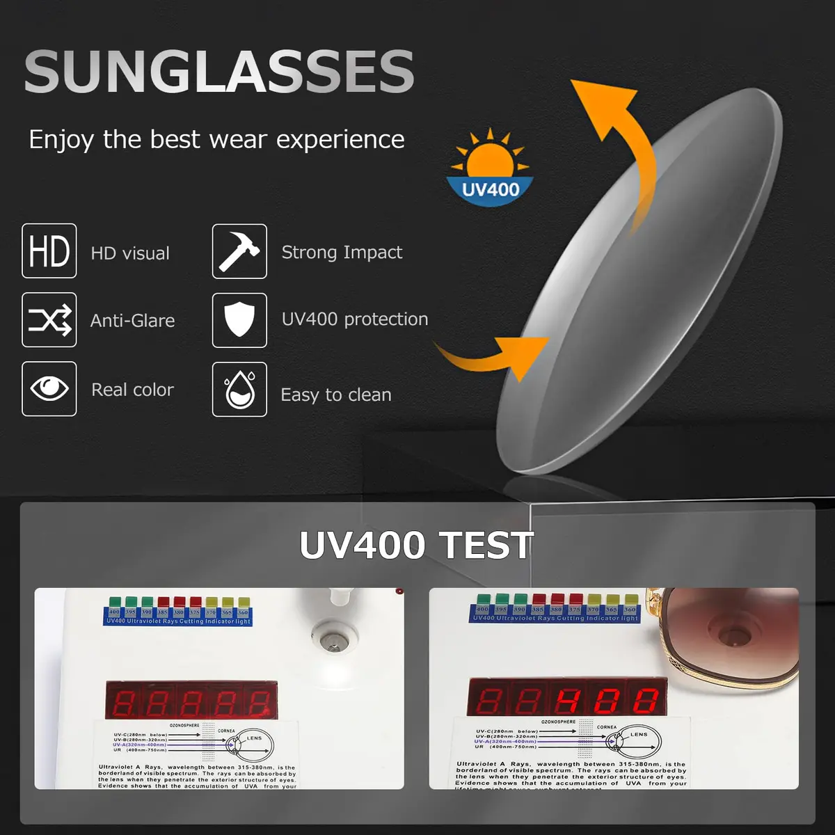 AEVOGUE Oversized Shield Sunglasses AE0336 | Retro Alloy Frame, 62mm Gradient UV Protection Lenses - view 7