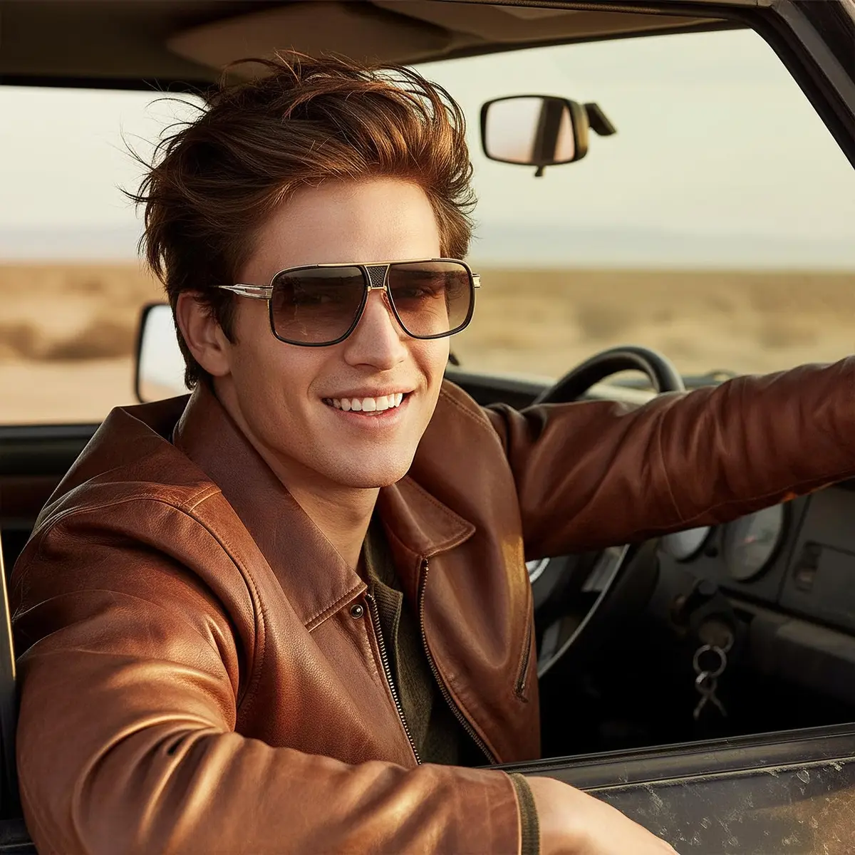 AEVOGUE Oversized Shield Sunglasses AE0336 | Retro Alloy Frame, 62mm Gradient UV Protection Lenses - view 3
