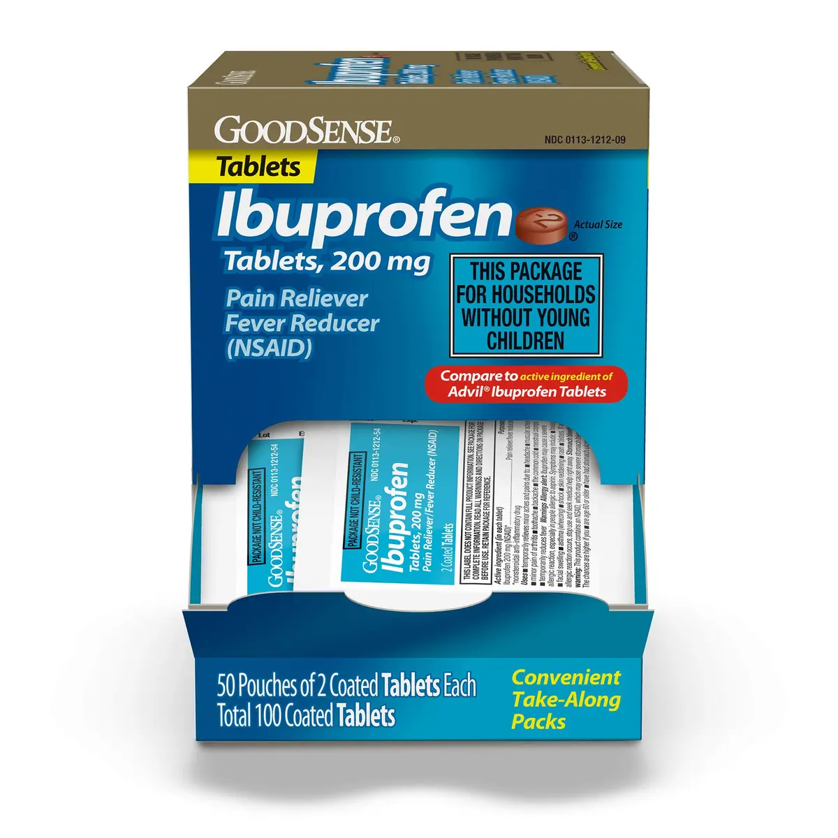 GoodSense Ibuprofen 200 mg Tablets | Powerful Pain Relief for Adults & Teens 12+ - main product image