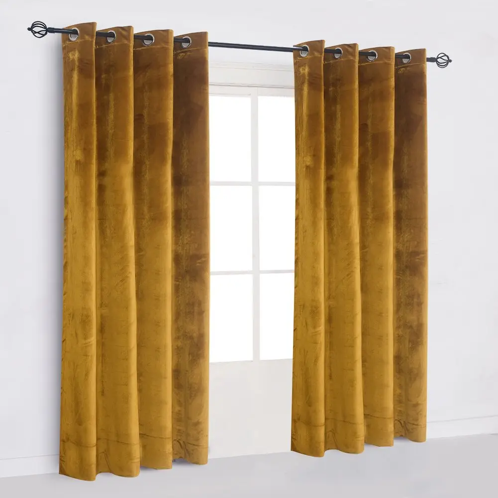 Cherry Home Velvet Curtain Panel Set (52 in x 84 in) | Heavy, Light-Blocking, Energy Efficient - view 2