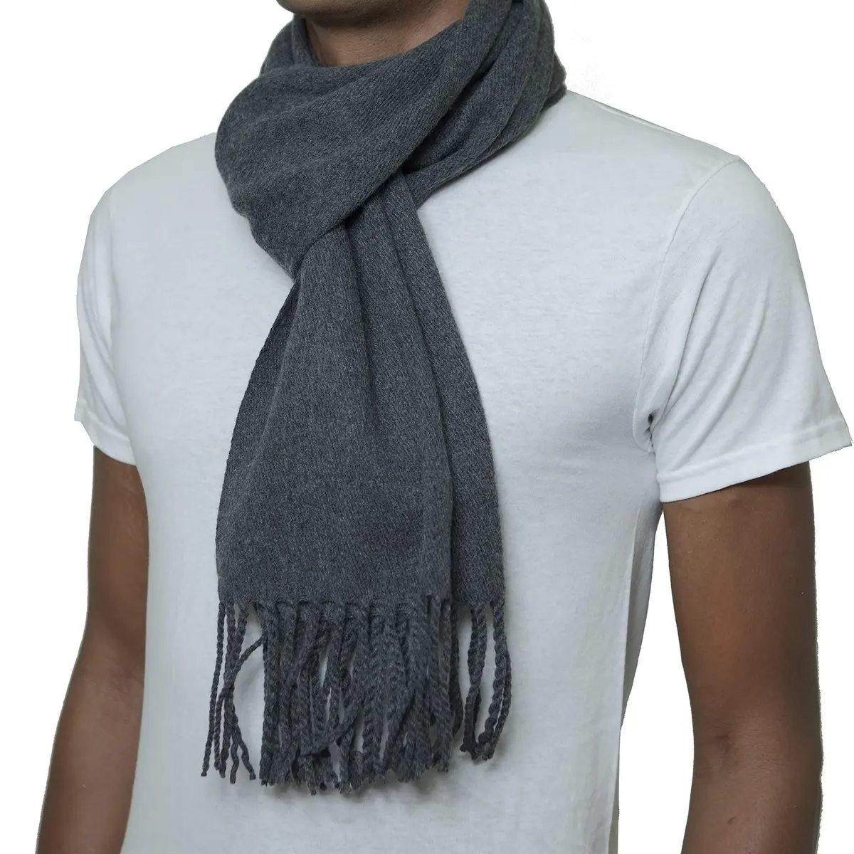 Alpine Swiss Mens Plaid Scarf 80in x 12in | Luxurious Soft Winter Accessory - view 2