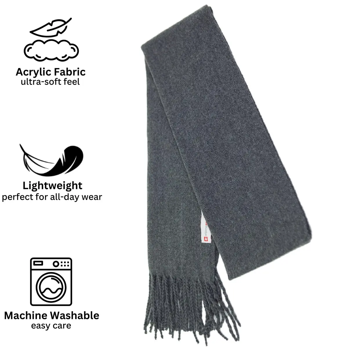 Alpine Swiss Mens Plaid Scarf 80in x 12in | Luxurious Soft Winter Accessory - view 3