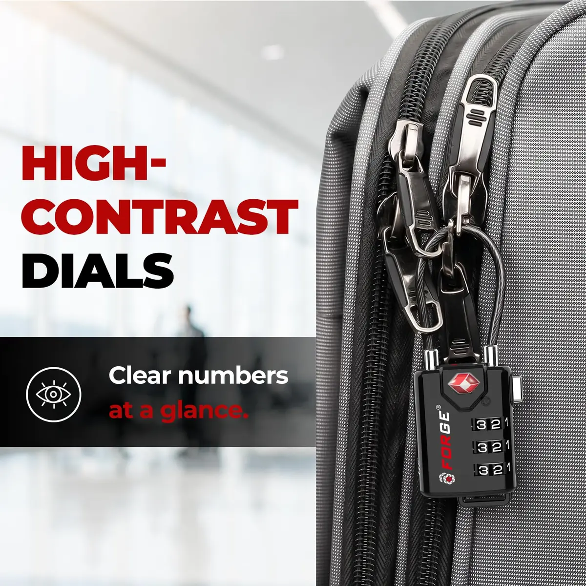 Forge TSA Approved Luggage Locks 2 Pack | Durable Zinc Alloy Body & Flexible Cable - view 5