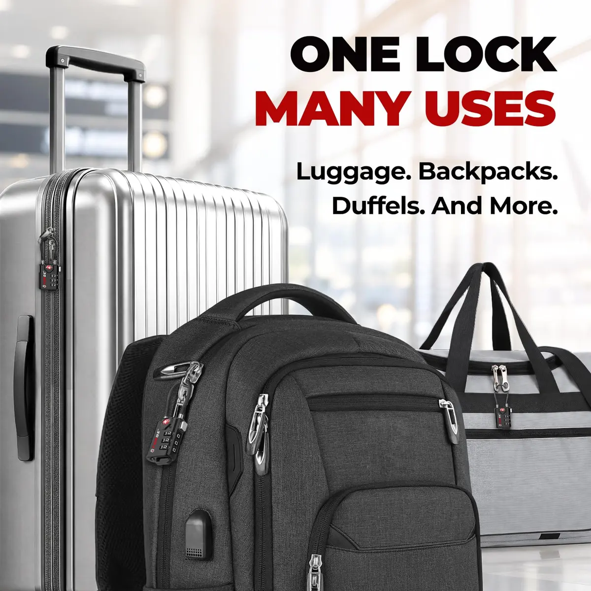 Forge TSA Approved Luggage Locks 2 Pack | Durable Zinc Alloy Body & Flexible Cable - view 8