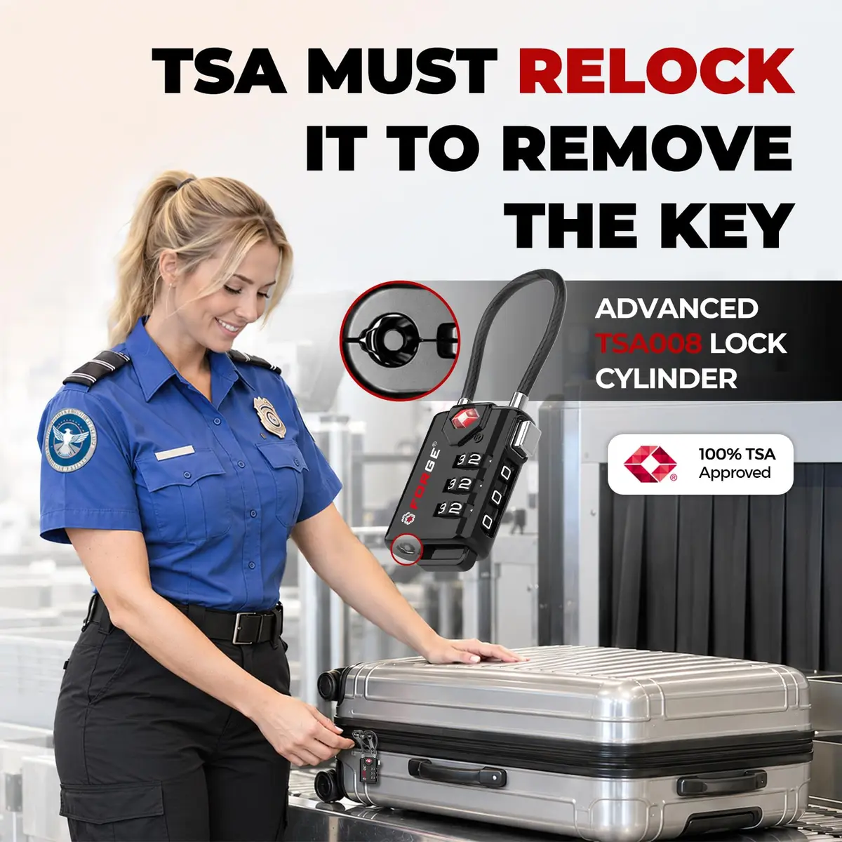 Forge TSA Approved Luggage Locks 2 Pack | Durable Zinc Alloy Body & Flexible Cable - view 2