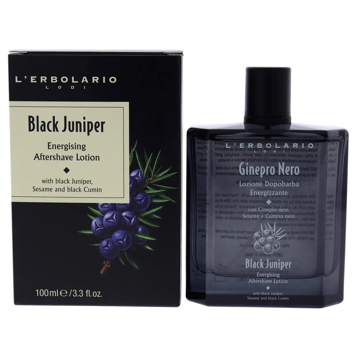 L'Erbolario Black Juniper Energizing After Shave Lotion 100ml (3.3 Fl Oz) | Soothes & Hydrates Post-Shave - main product image
