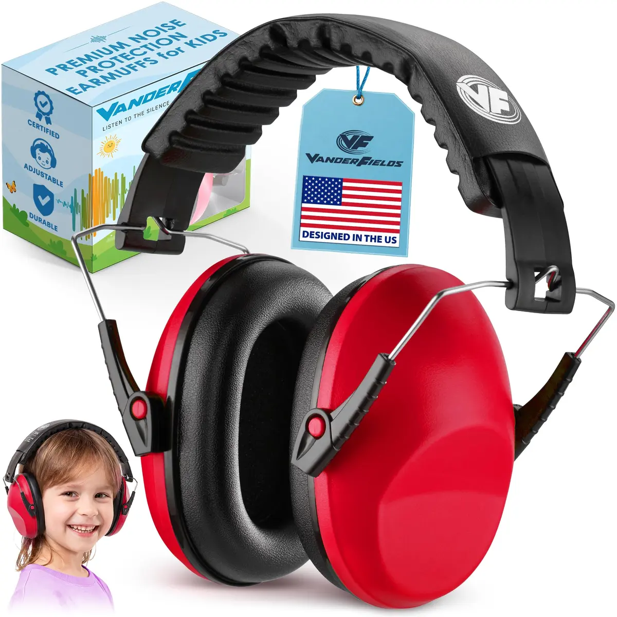 Vanderfields Kids Noise Canceling Headphones - Red Nomad - 240g (8.5 oz) - main product image
