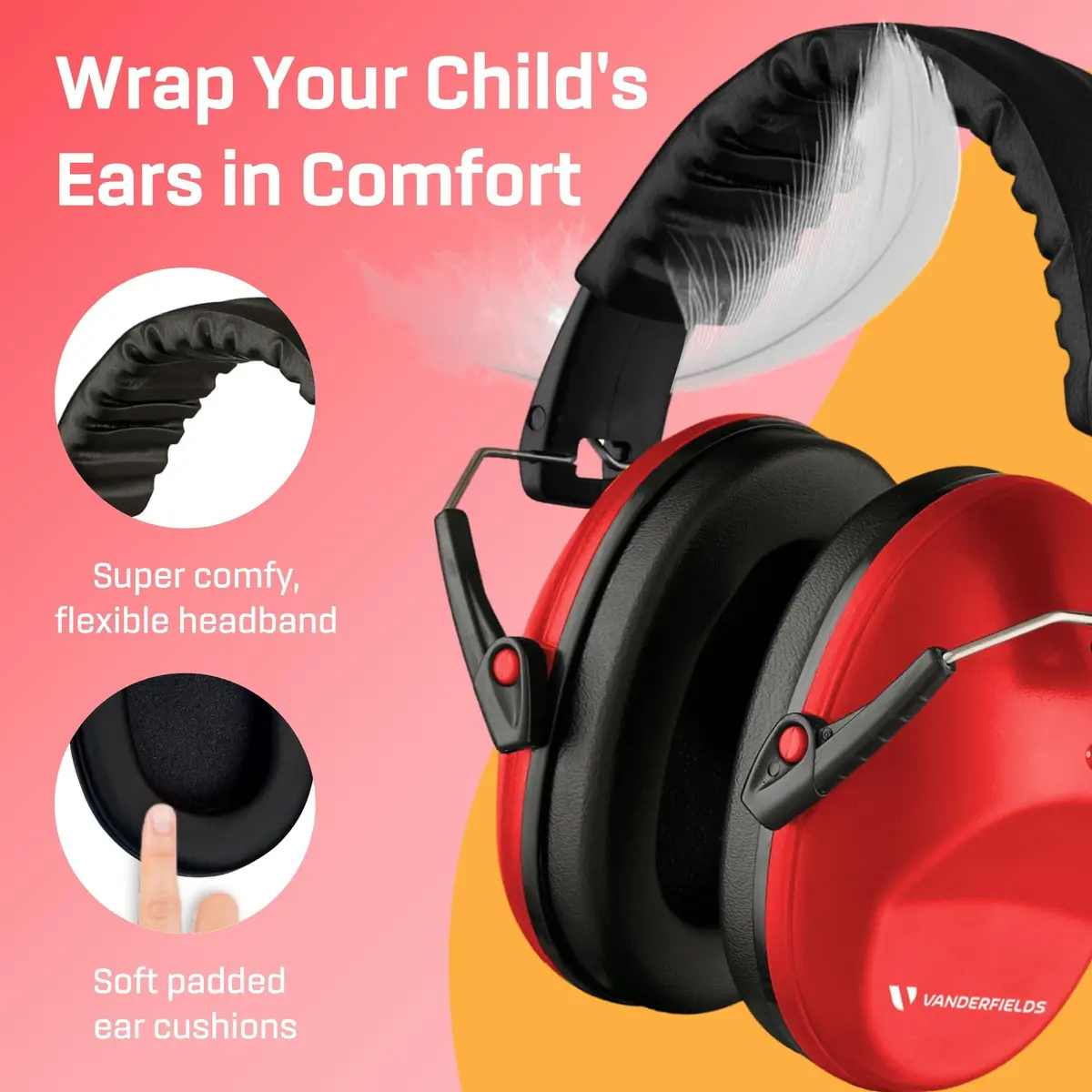 Vanderfields Kids Noise Canceling Headphones - Red Nomad - 240g (8.5 oz) - view 5