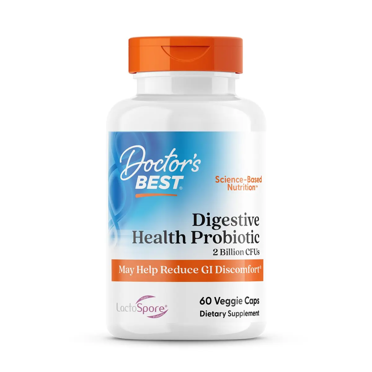 Doctor's Best Digestive Health Probiotic with LactoSpore 60 Veg Caps | Supports Gut Flora & Digestion - main product image