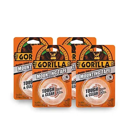 Gorilla Tough & Clear Double Sided Mounting Tape 1" x 60" Clear (Pack of 4) | Weatherproof Polyurethane Tape - main product image