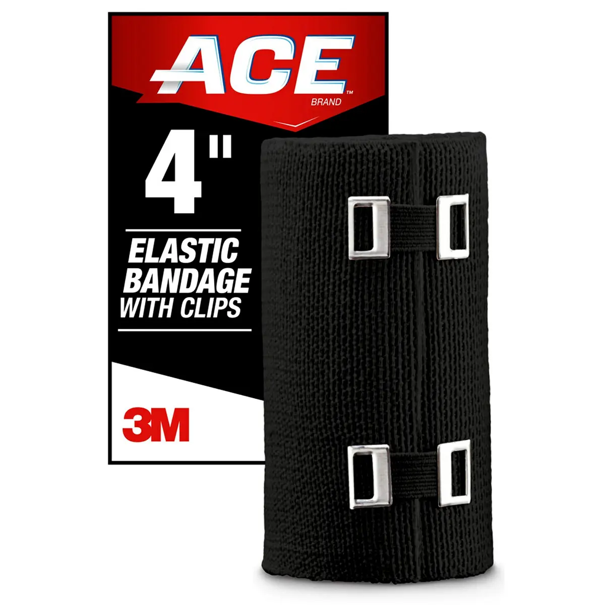 ACE 4 Inch Elastic Bandage with Clips | Support for Muscles & Joints, Black, 1 Count - view 2