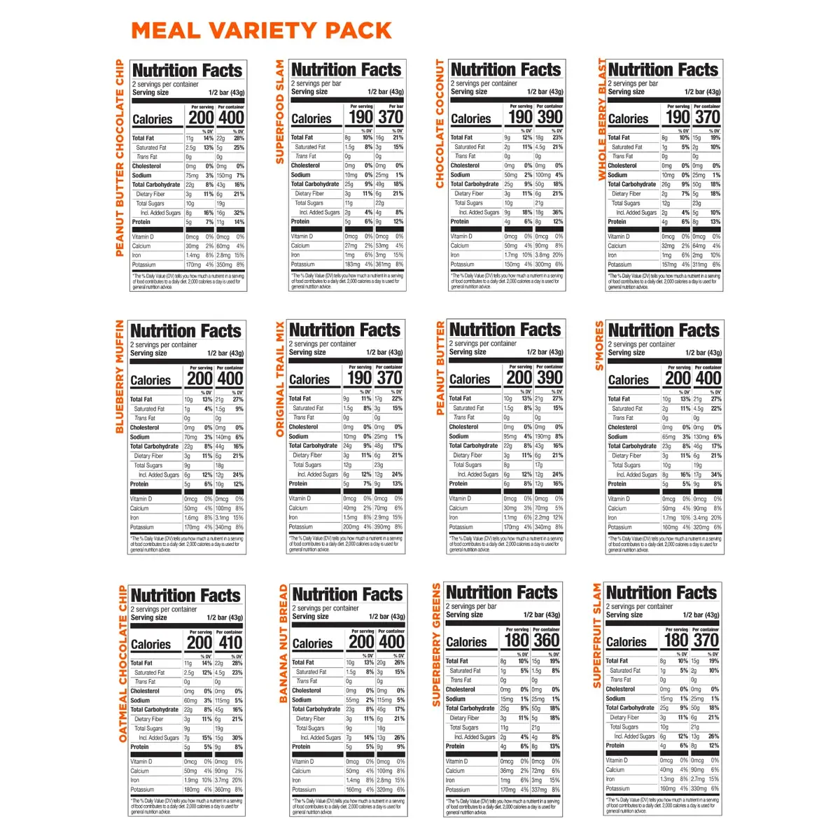 PROBAR MEAL Bar – Plant Based Meal Replacement with Whole Food Ingredients, Oats, Nuts & Seeds, Vegan, Gluten Free, Non-GMO (12 Flavor Pack) - view 5