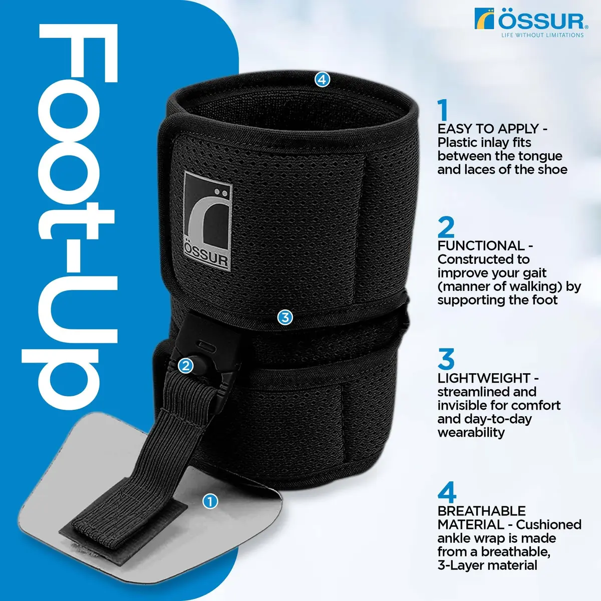 Ossur Ankle Brace for Drop Foot | Lightweight, Adjustable Support for All-Day Comfort - view 2