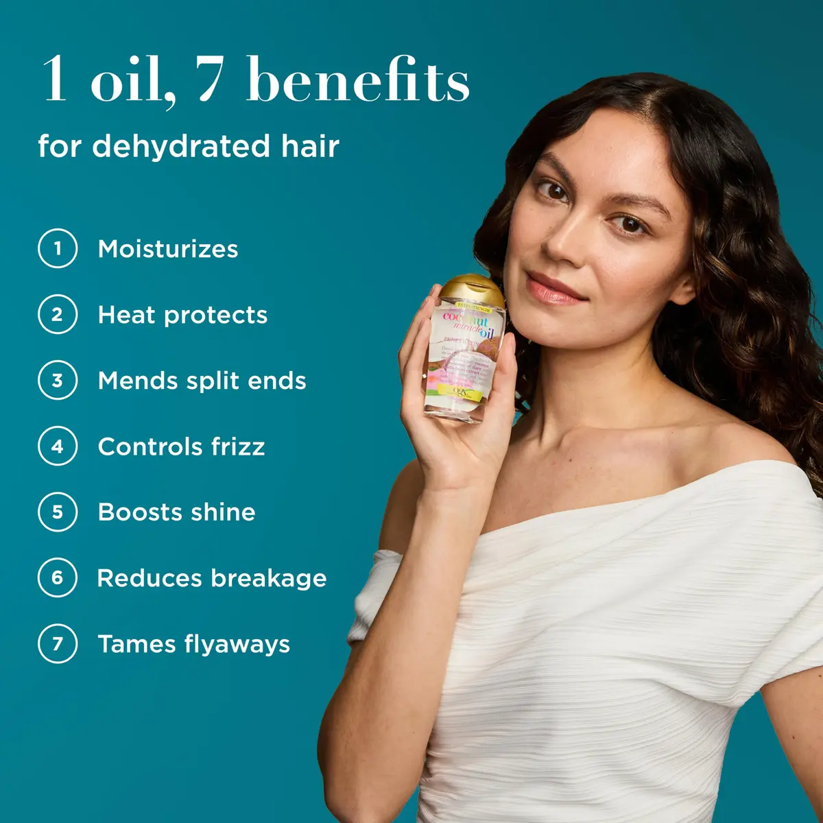 OGX Extra Strength Damage Remedy + Coconut Miracle Hair Oil, 3.3 fl. oz | Nourishes Coarse Hair, Tames Frizz, Adds Shine - view 2