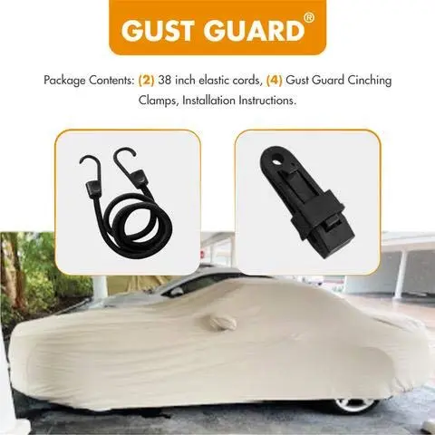 Gust Guard Large 38" Car & Light Truck Cover Secure Clips | Windproof - view 4