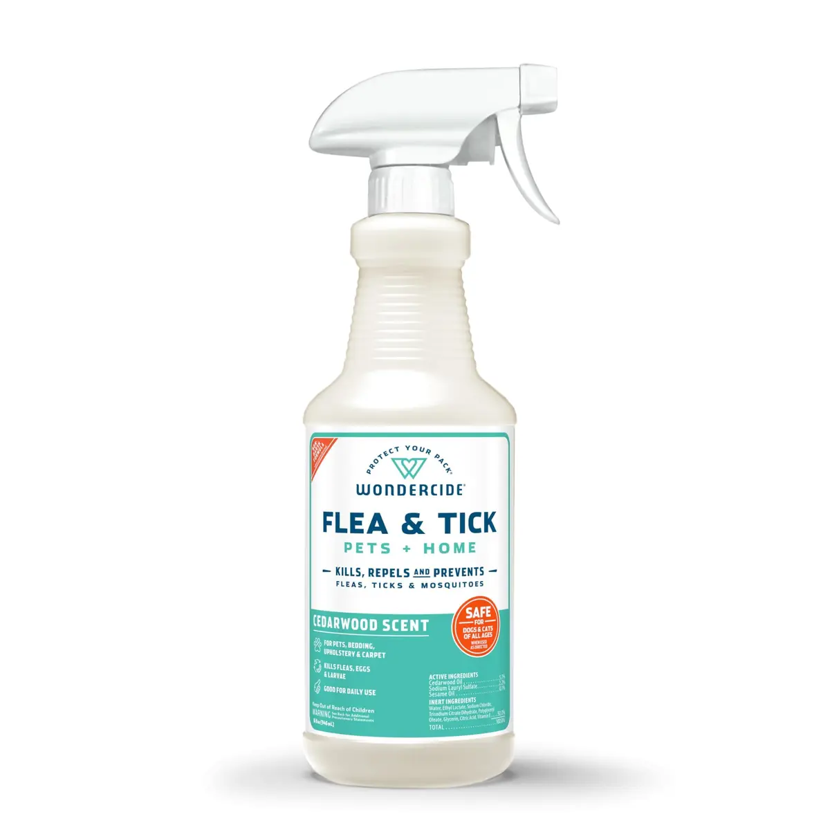 Wondercide Flea Tick & Mosquito Spray for Pets & Home - Cedarwood 16 fl oz | Natural Plant-Powered Pest Control - main product image
