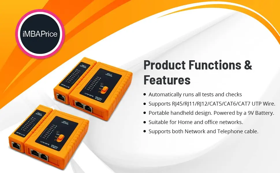 iMBAPrice RJ45 Network Cable Tester for LAN Phone RJ45/RJ11/RJ12/CAT5/CAT6/CAT7 UTP Wire Test Tool | Continuity Tester for Network Installation - view 8
