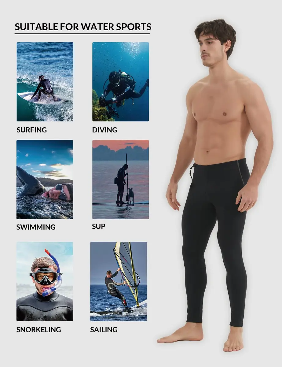 Lemorecn Wetsuit Pants Men 1.5mm Neoprene | Water Sports & Diving Gear (en_US, Large, Black/Gray) - view 6