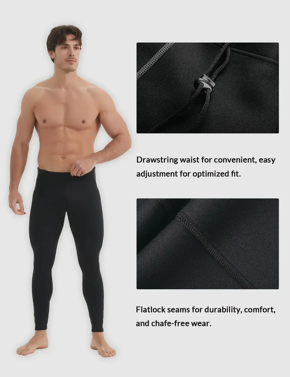 Lemorecn Wetsuit Pants Men 1.5mm Neoprene | Water Sports & Diving Gear (en_US, Large, Black/Gray) - view 4