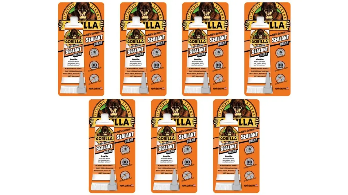 Gorilla Waterproof Caulk & Seal Silicone Sealant, Clear 2.8oz (79g) Squeeze Tube | Pack of 6 - main product image