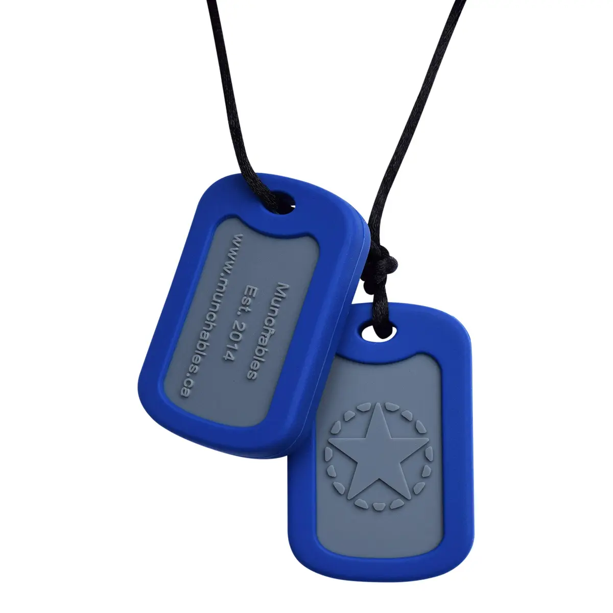 Munchables Military Dog Tags Sensory Chew Necklace (Navy) | Safe Food Grade Silicone, Autism & ADHD Aid, Stylish Chewelry for Kids & Adults - main product image