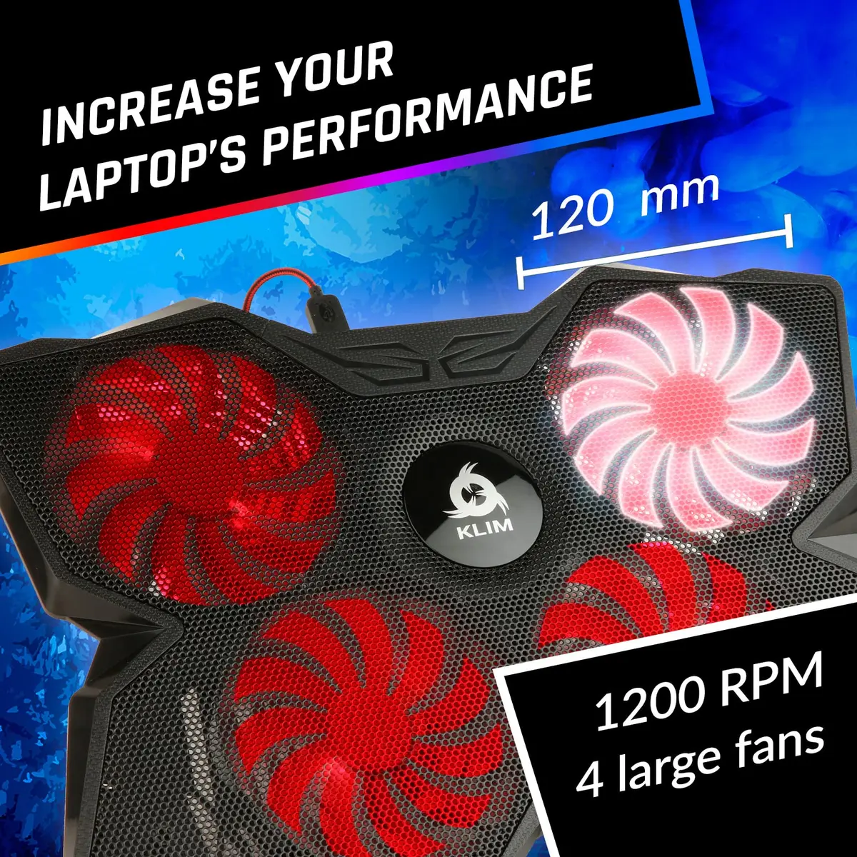 KLIM Wind Laptop Cooling Pad Support 11-17 Inch Laptops | Powerful, Quiet, Slim Design - view 3