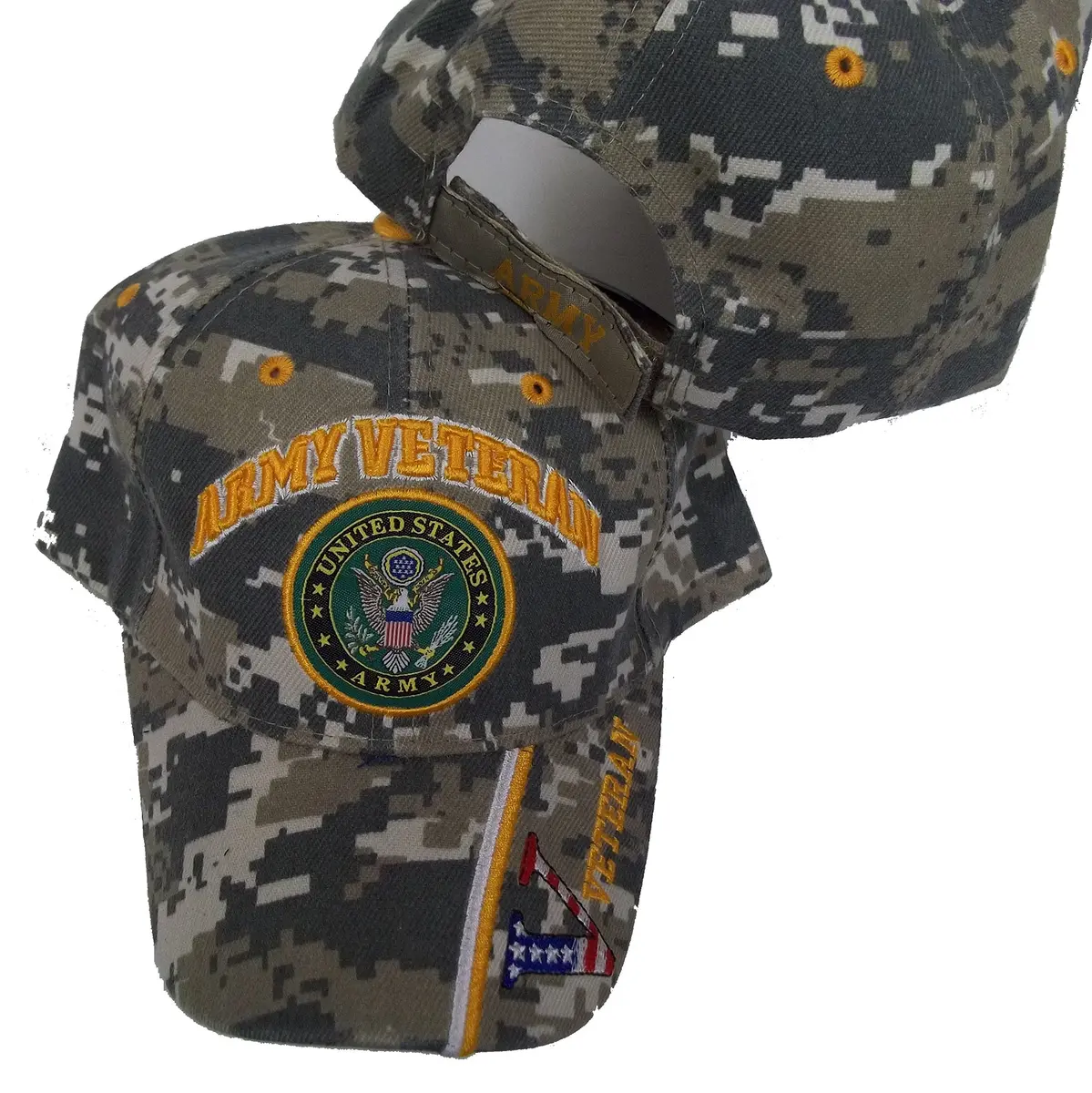 ARMY United States Army Veteran V CAMO Baseball Cap | Adjustable Cotton Camo Hat for Men - view 2