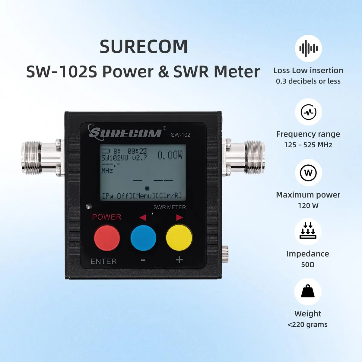 Surecom SW-102S VHF UHF Power & SWR Meter 120W 100-525MHz | Analog Radio Measurement Tool - view 2