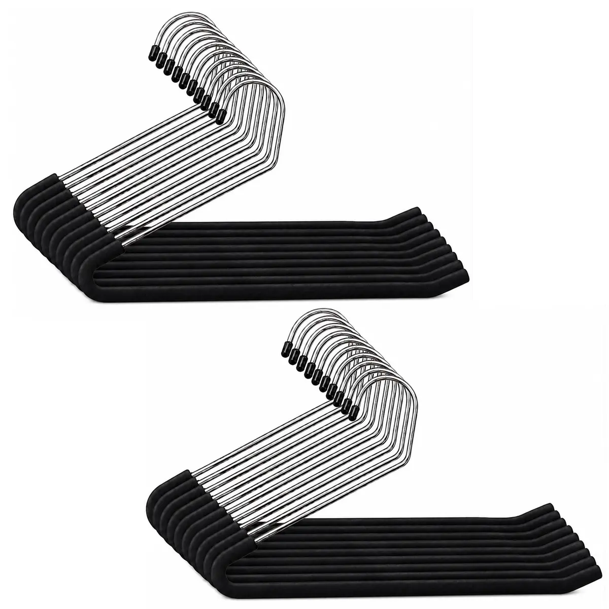 Huji Heavy Duty Open Ended Chrome Trouser Hangers Set of 20 | Space-Saving Closet Organizer - main product image