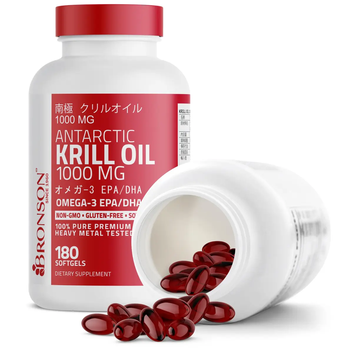 Bronson Antarctic Krill Oil 1000 mg with Omega-3s, 180 Softgels | Omega-3 DHA EPA Astaxanthin - view 6